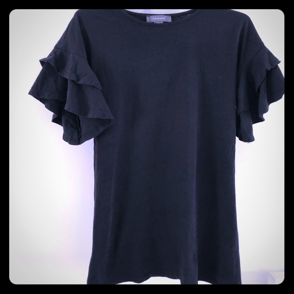 Black Ruffle Sleeve T-Shirt